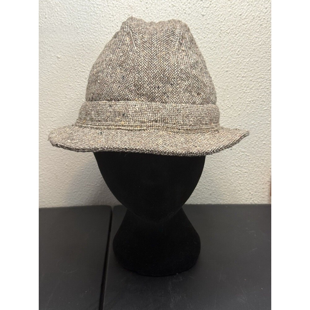 Vintage Totes Rain Rolls Right Off Mens Fedora Hat Size XL Tan Tweed Woven USA